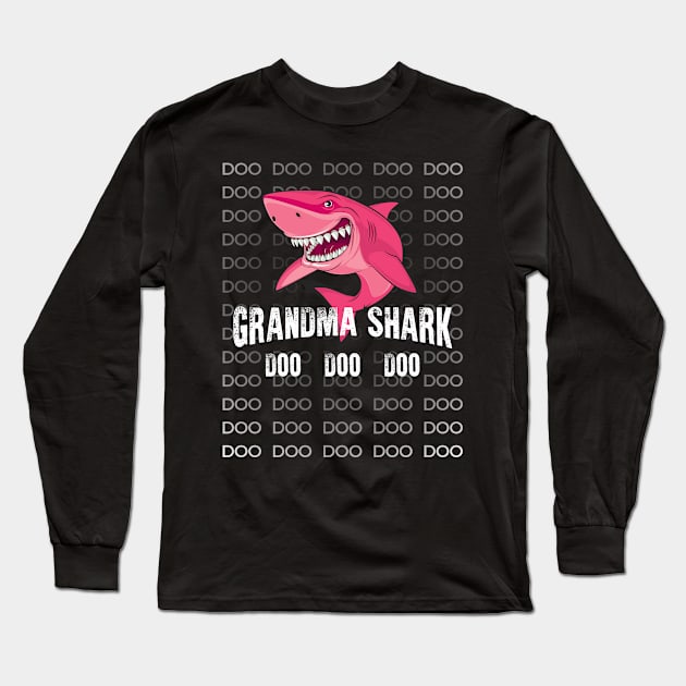 Grandma Shark Shirt Doo Doo Matching Family Shark T-Shirt Long Sleeve T-Shirt by Adamita